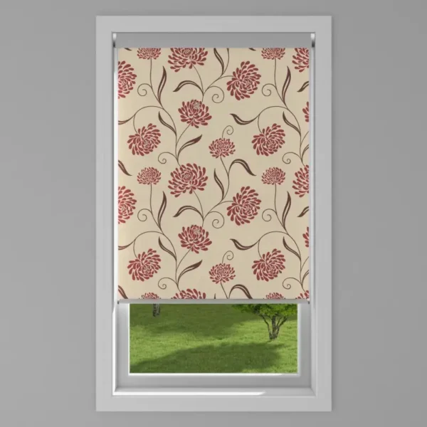 Chrysanth Scarlet Roller Blind